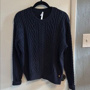 EUC Southern Tide Classic Navy Cable Knit Sweater. Cotton & Cashmere. Size L.
